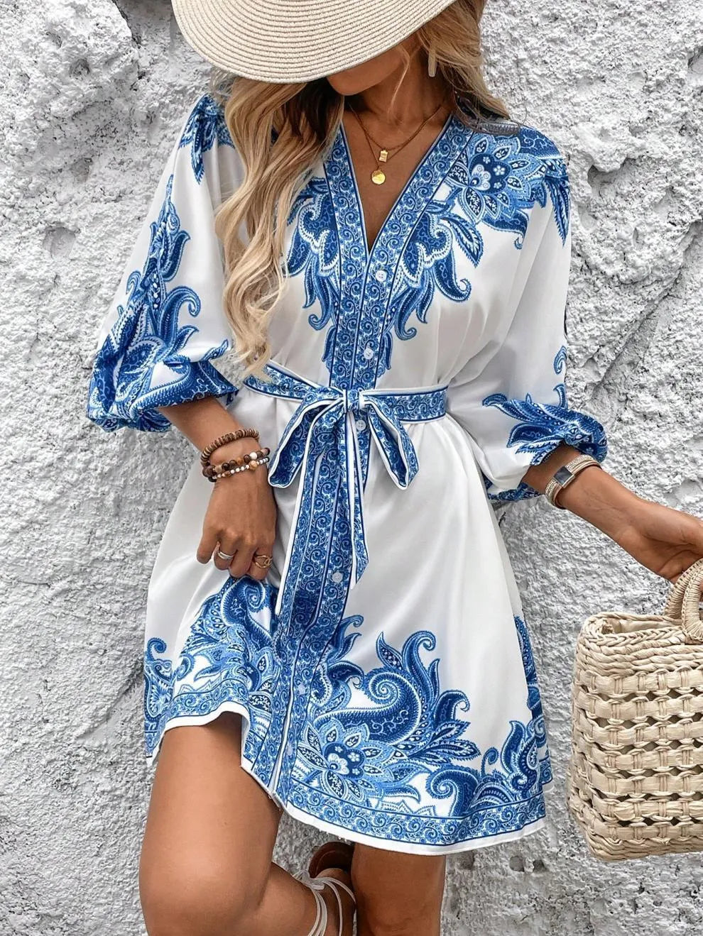 Boho Luxe Paisley Belted Mini Dress