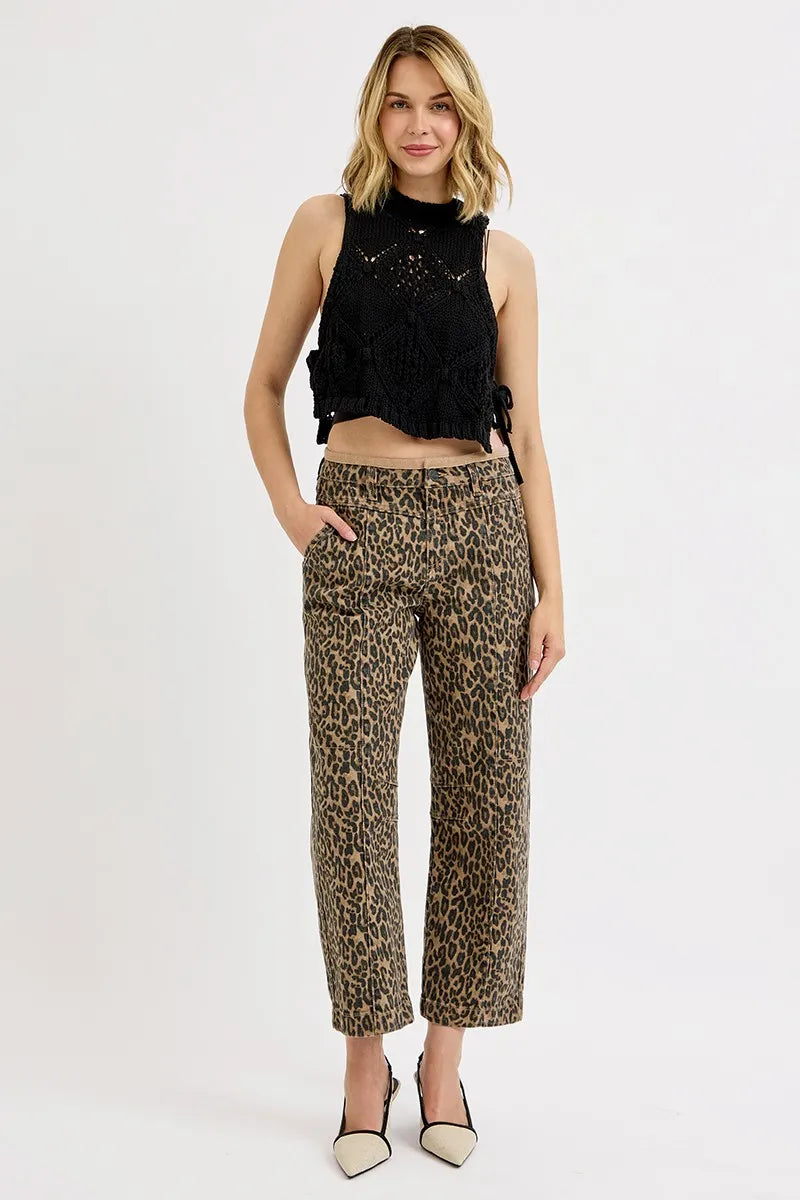 Risen Full Size Mid Rise Crop Relaxed Jeans Plus Size Leopard Print - Love Salve