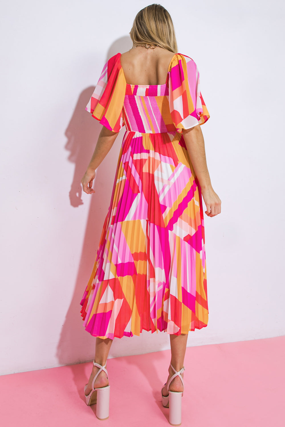 Still In To You Woven Midi Dress With Sweetheart Neckline