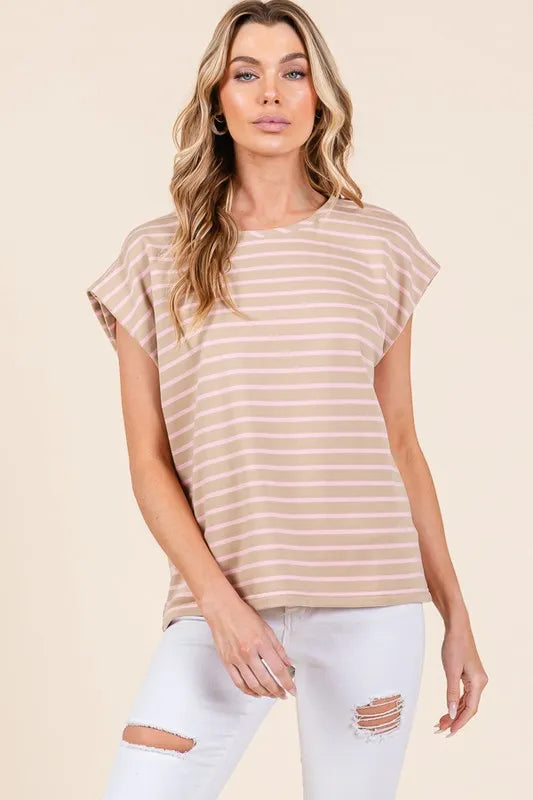 Lime 'N' Chili Striped Muscle Sleeve Top - Love Salve