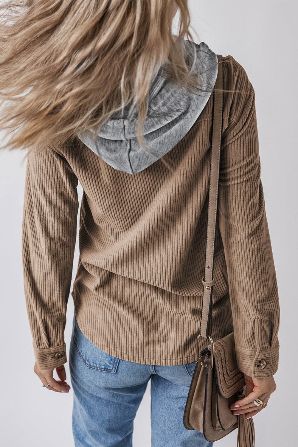 Hooded drawstring jacket with pockets - Love Salve