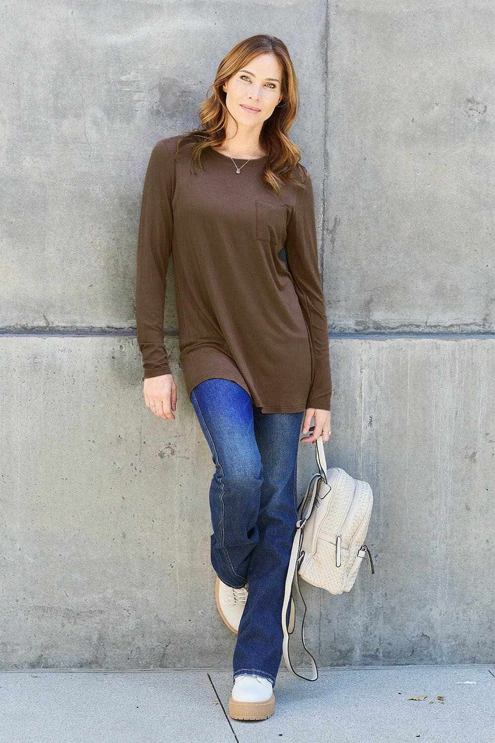 Luxe long sleeve top with pockets - Love Salve