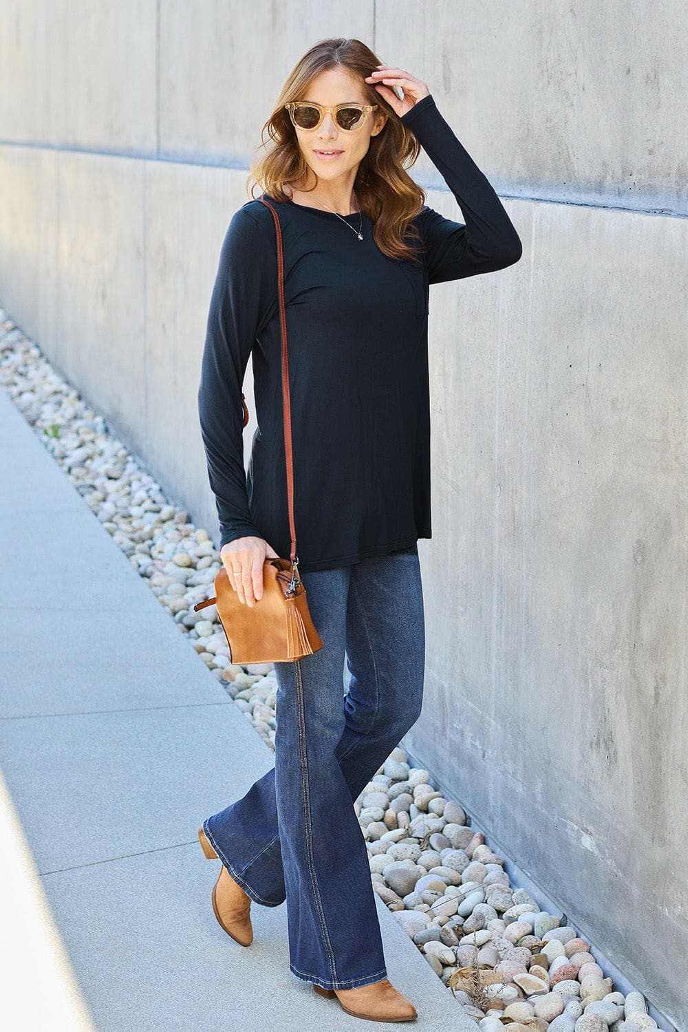 Luxe long sleeve top with pockets - Love Salve