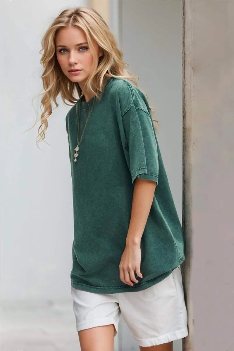 Basic Bae Round Neck Half Sleeve T-Shirt for Women - Love Salve