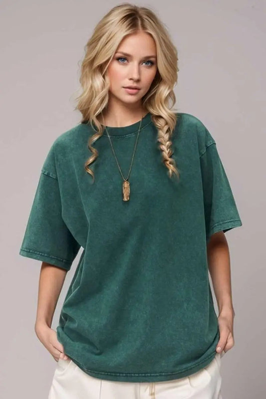 Basic Bae Round Neck Half Sleeve T-Shirt for Women - Love Salve