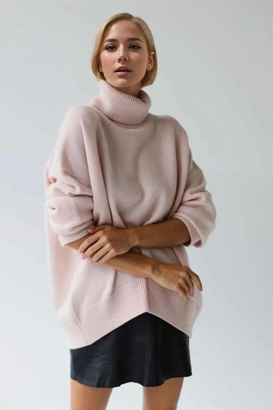 Basic Bae Turtleneck Dropped Shoulder Long Sleeve Sweater - Love Salve