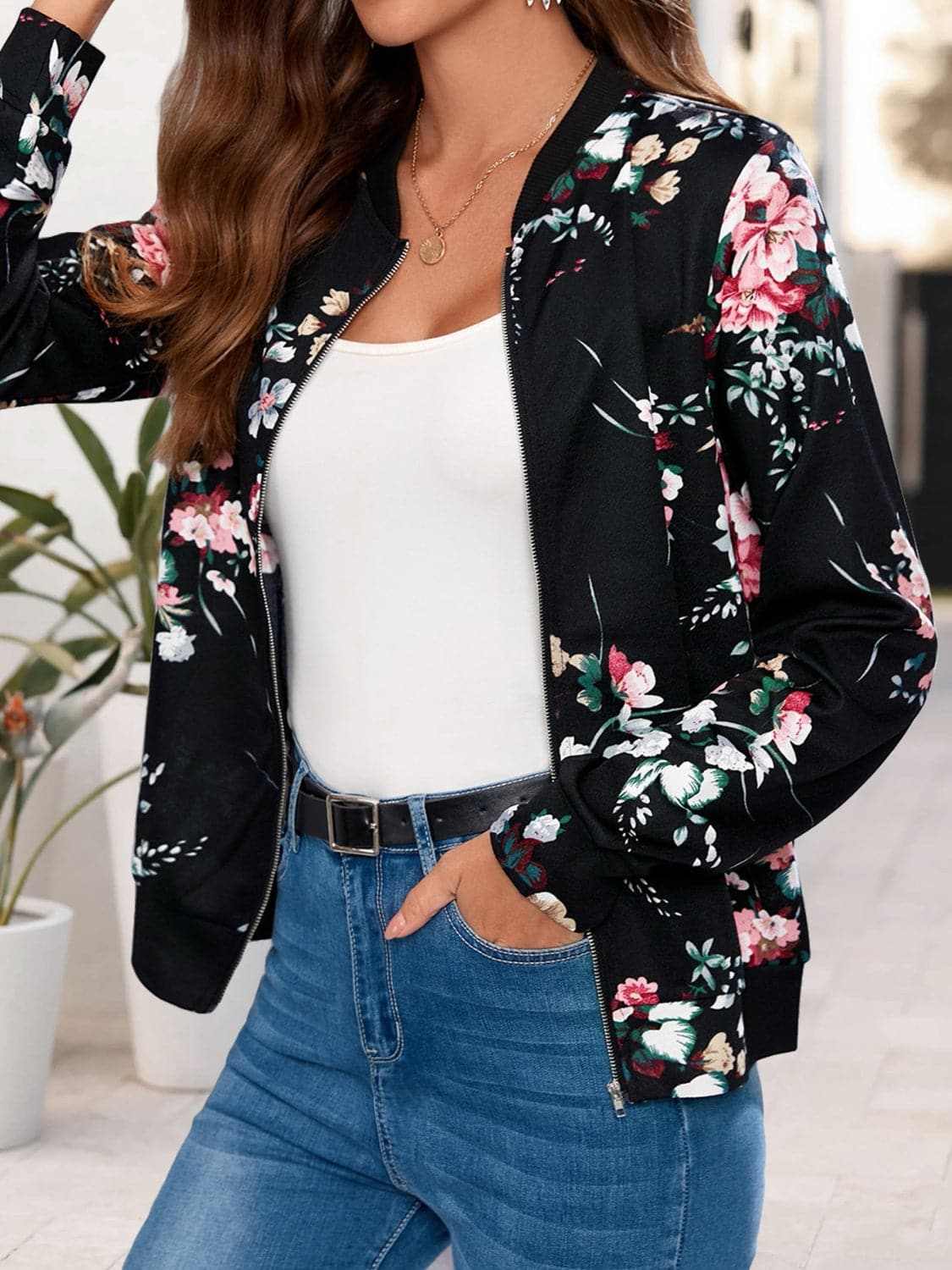 Stylish printed long sleeve jacket - Love Salve