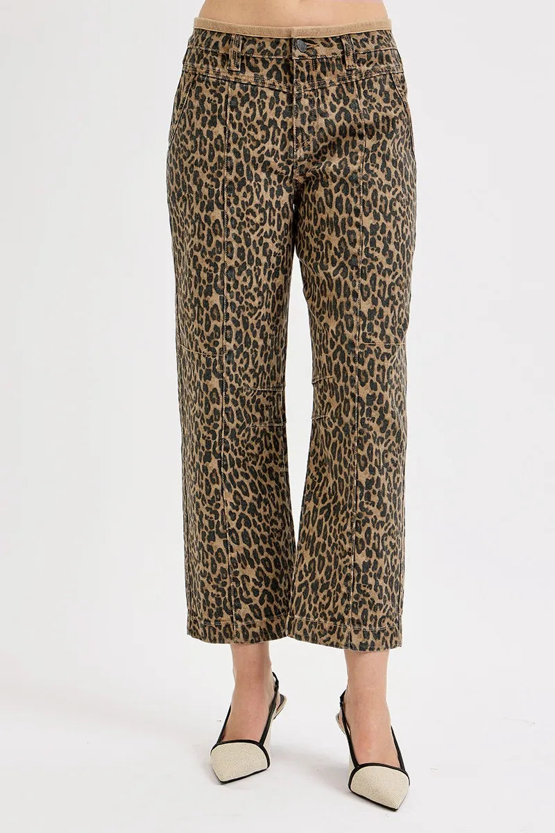 Risen Full Size Mid Rise Crop Relaxed Jeans Plus Size Leopard Print - Love Salve
