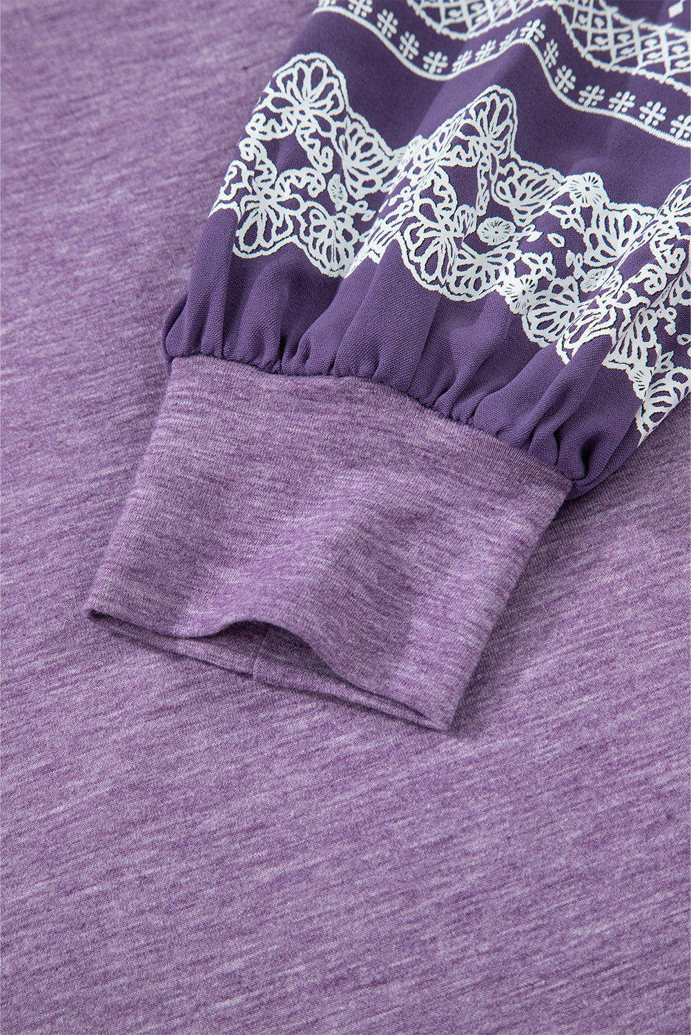 Tillandsia Purple Contrast Print Striped Raglan Long Sleeve
