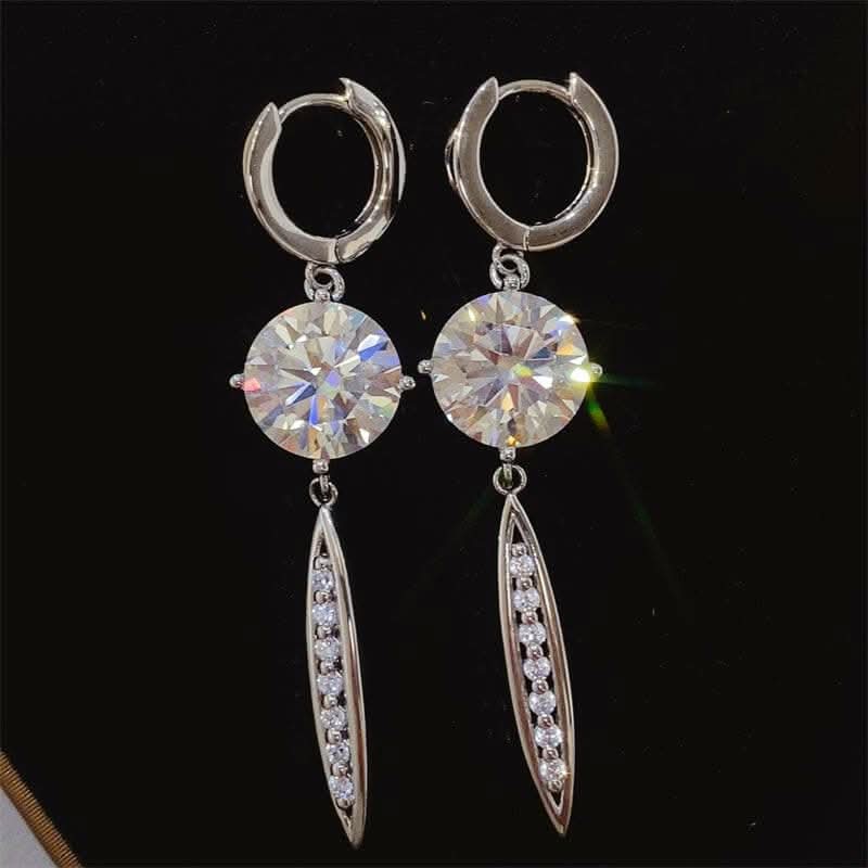 10 Carat Moissanite 925 Sterling Silver Earrings with dazzling stones and elegant design.