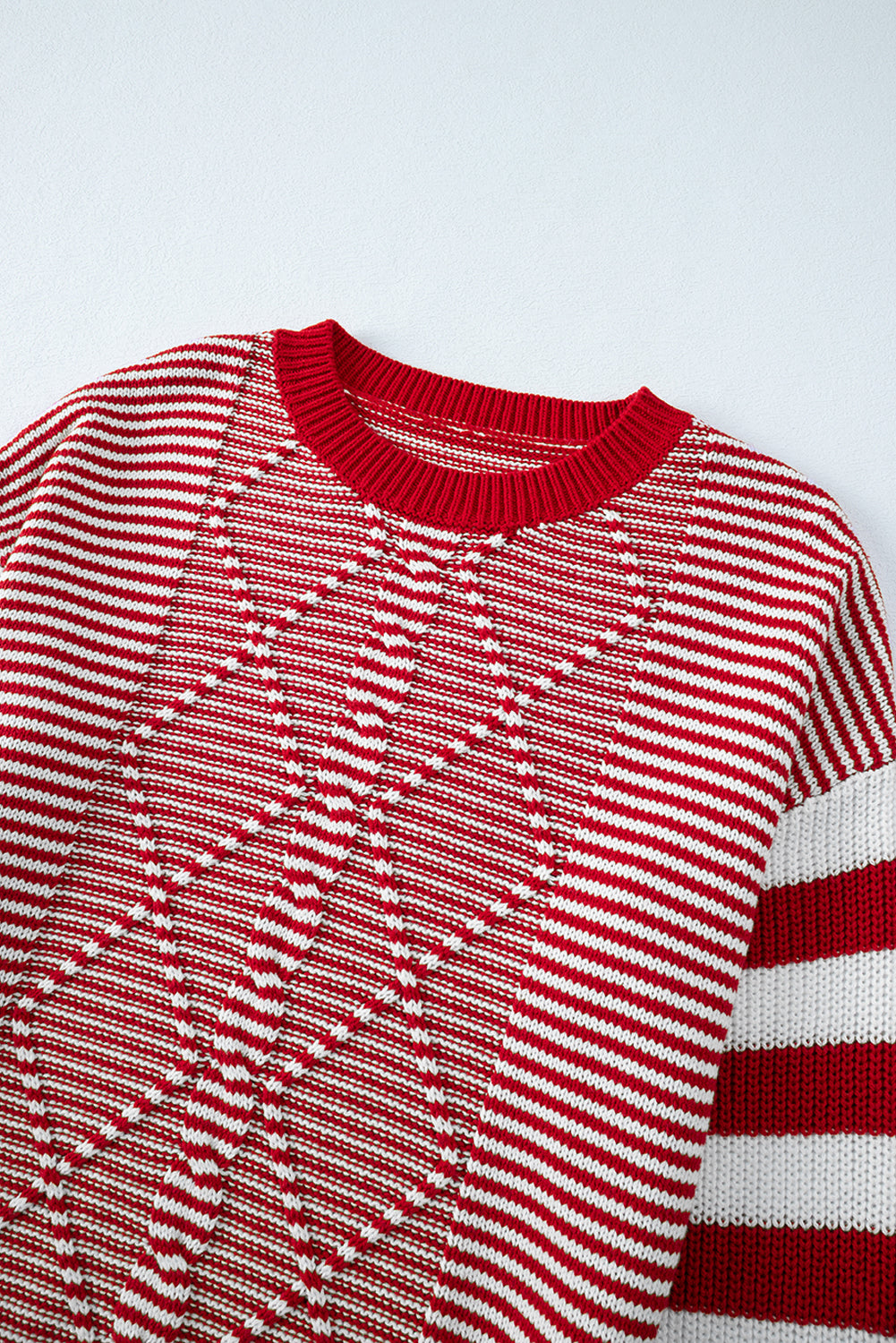 Emily Stripe Textured Sweater for Women with Dropped Shoulder Design and Cozy Comfort - Love Salve
