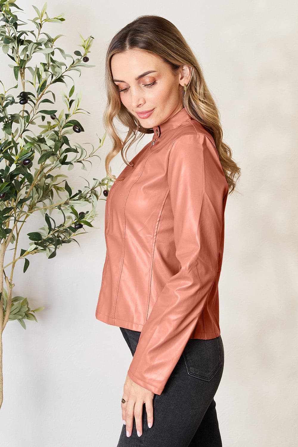 Chic mock neck zip-up jacket - Love Salve