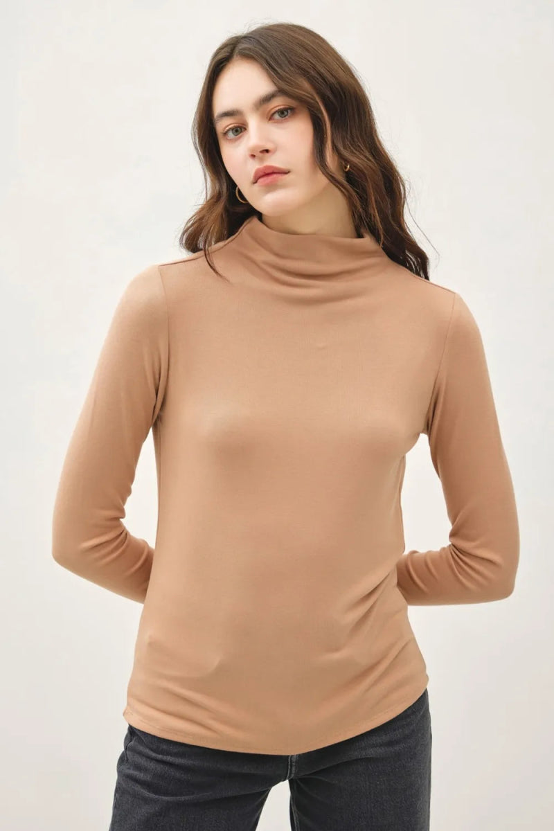 Be Cool Mock Neck Long Sleeve T-Shirt for Women Fashion - Love Salve
