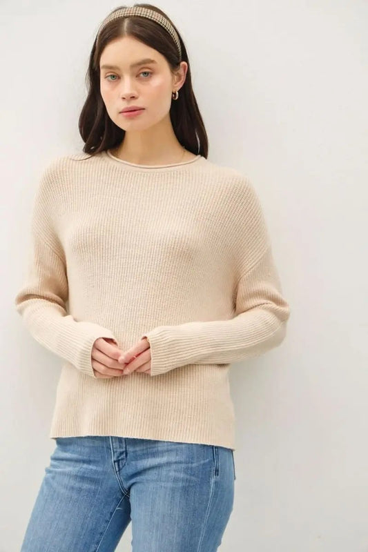 Be Cool Round Neck Long Sleeve Sweater - Love Salve