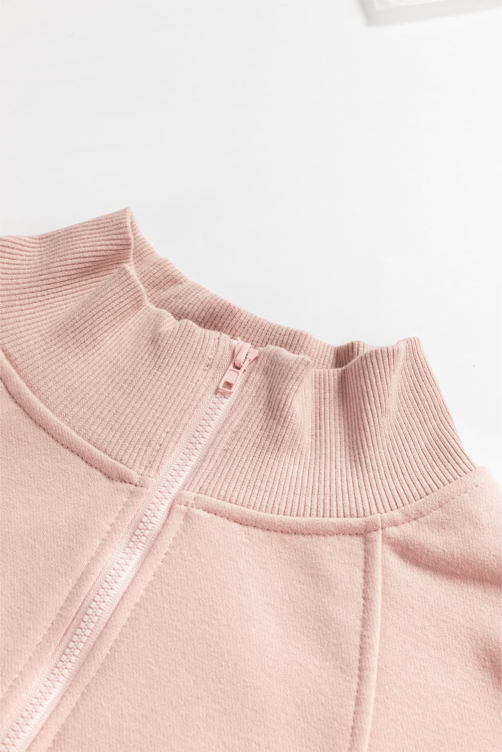 Smoke Gray Zipped Neck Pullover Drop Shoulder Sweatshirt - Love Salve