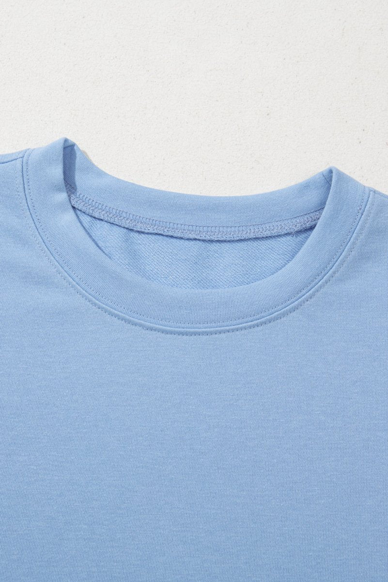 Beau Blue Eyelet Flower Embroidered Puff Short Sleeve Blouse - Love Salve