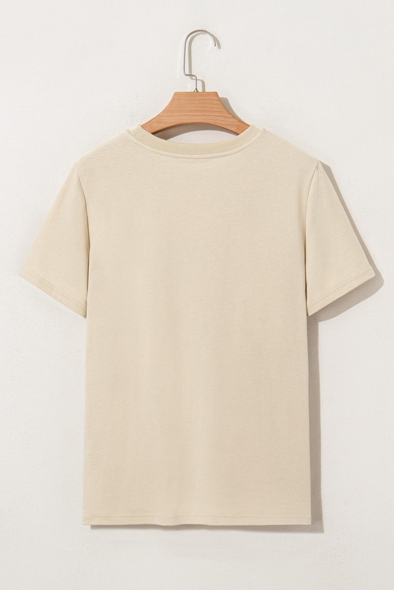Beige LIVE YOUR BEST LIFE Crew Neck Western Graphic Tee - Love Salve