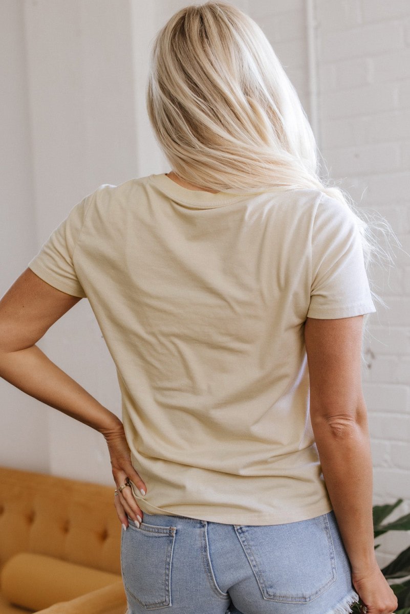 Beige LIVE YOUR BEST LIFE Crew Neck Western Graphic Tee - Love Salve