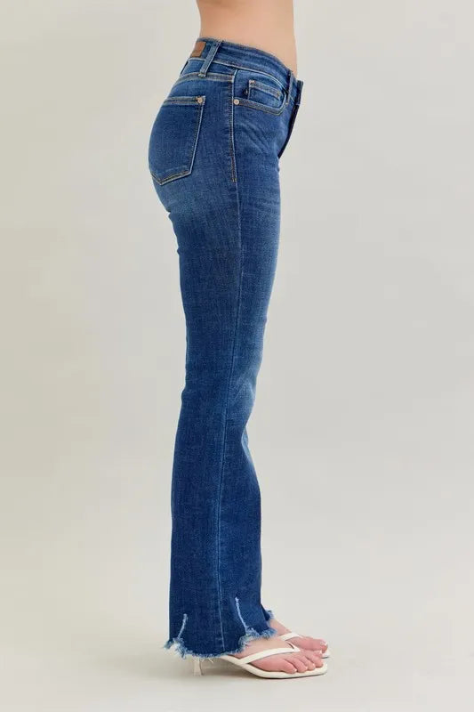 Judy Blue Plus Size Mid Rise Non Distressed Hem Bootcut Jeans - Love Salve