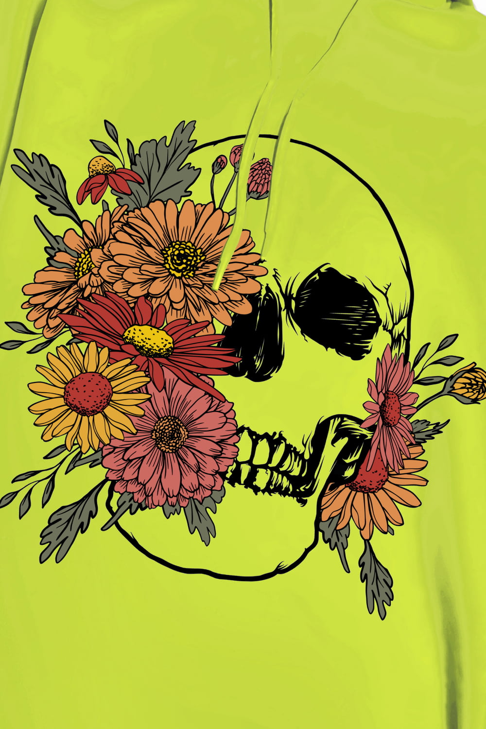 Simply Love Floral Skull Hoodie