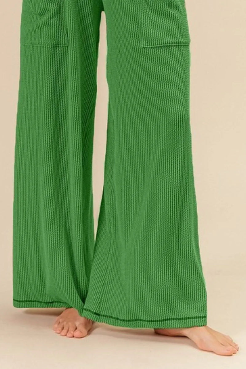 BiBi 2tone Cord Rib Waist Band Side Pocket Pants for Women - Love Salve