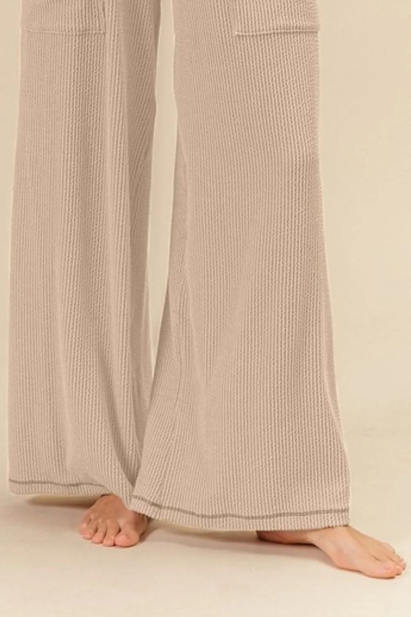 BiBi 2tone Cord Rib Waist Band Side Pocket Pants for Women - Love Salve