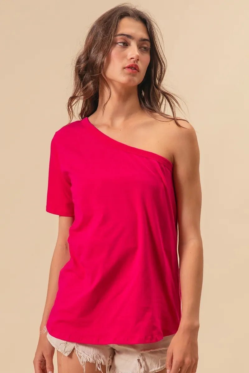 BiBi Cotton Span Knit One Shoulder Top for Casual Style - Love Salve