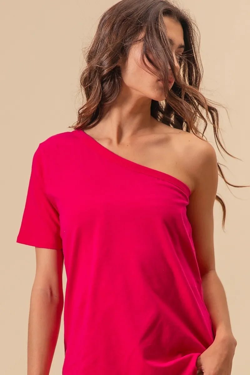 BiBi Cotton Span Knit One Shoulder Top for Casual Style - Love Salve