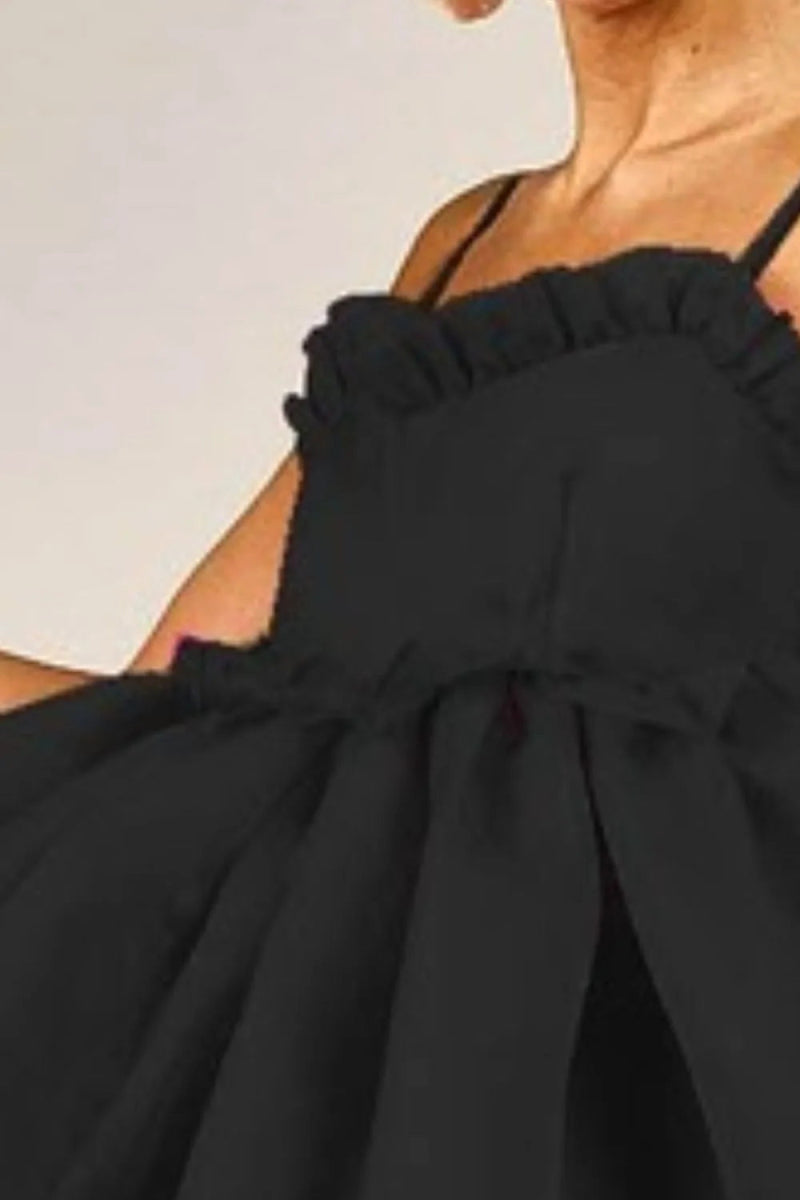 BiBi Ruffled Edge Sweet Heart Neck Sleeveless Tulle Dress - Love Salve