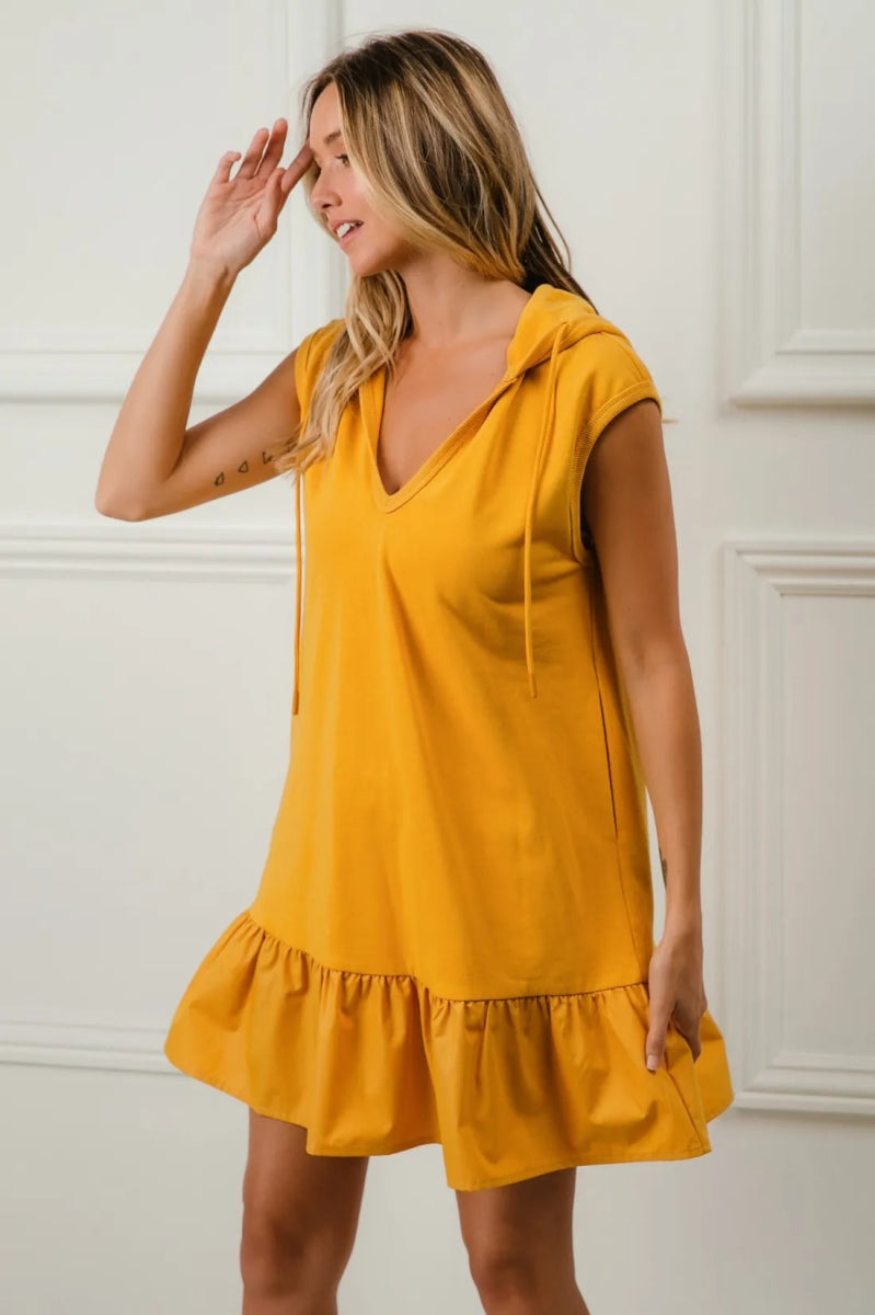 BiBi Ruffled French Terry Hooded Dress for Casual Chic - Love Salve