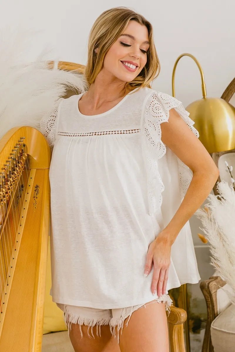 BiBi Ruffled Woven Top for Women with Elegant Design - Love Salve