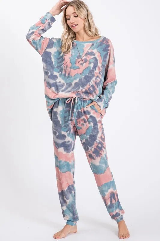 BiBi Tie Dye French Terry Casual Pants for Women - Love Salve