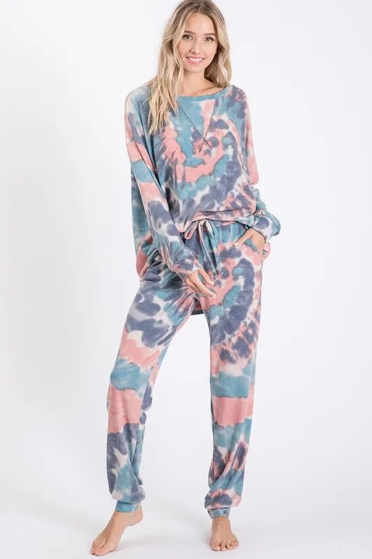 BiBi Tie Dye French Terry Casual Pants for Women - Love Salve