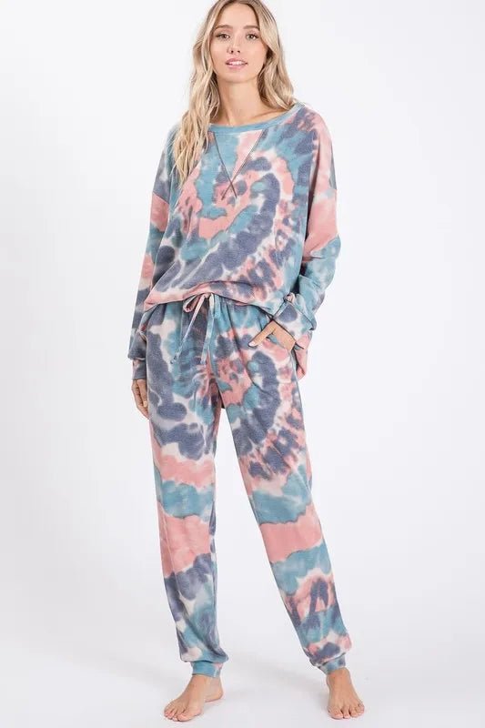 BiBi Tie Dye French Terry Casual Pants for Women - Love Salve
