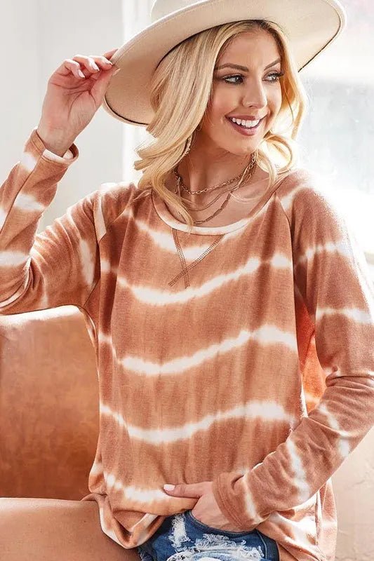 BiBi Tie Dye French Terry T-Shirt With Side Slits For Women - Love Salve