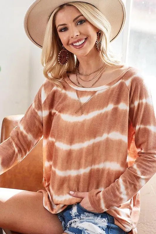 BiBi Tie Dye French Terry T-Shirt With Side Slits For Women - Love Salve