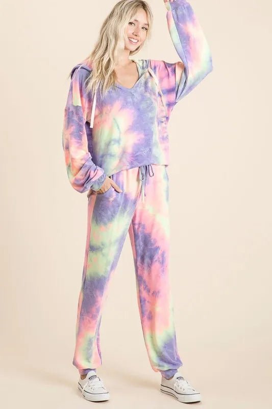 BiBi Tie Dye French Terry Top and Bottom Set - Love Salve