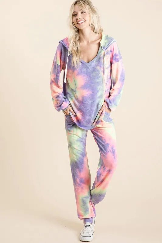 BiBi Tie Dye French Terry Top and Bottom Set - Love Salve