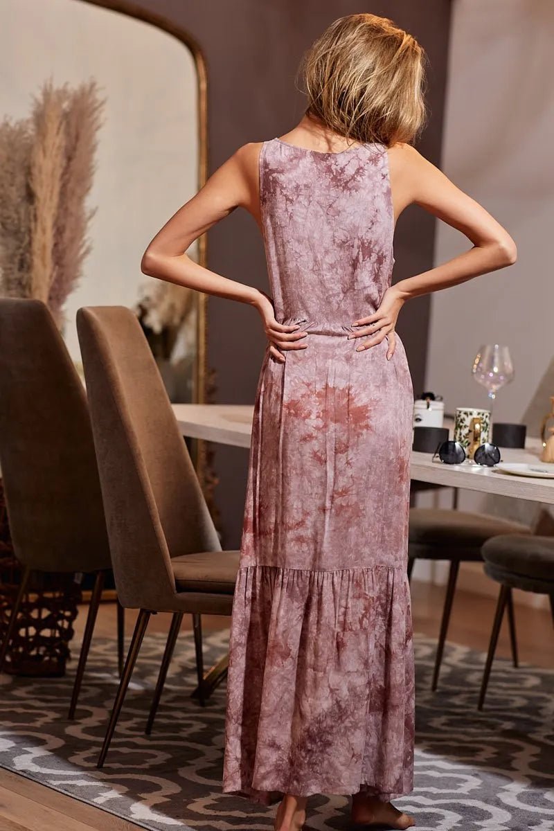 BiBi Tie - Dye Sleeveless V - Neck Dress for Summer Fun - Love Salve