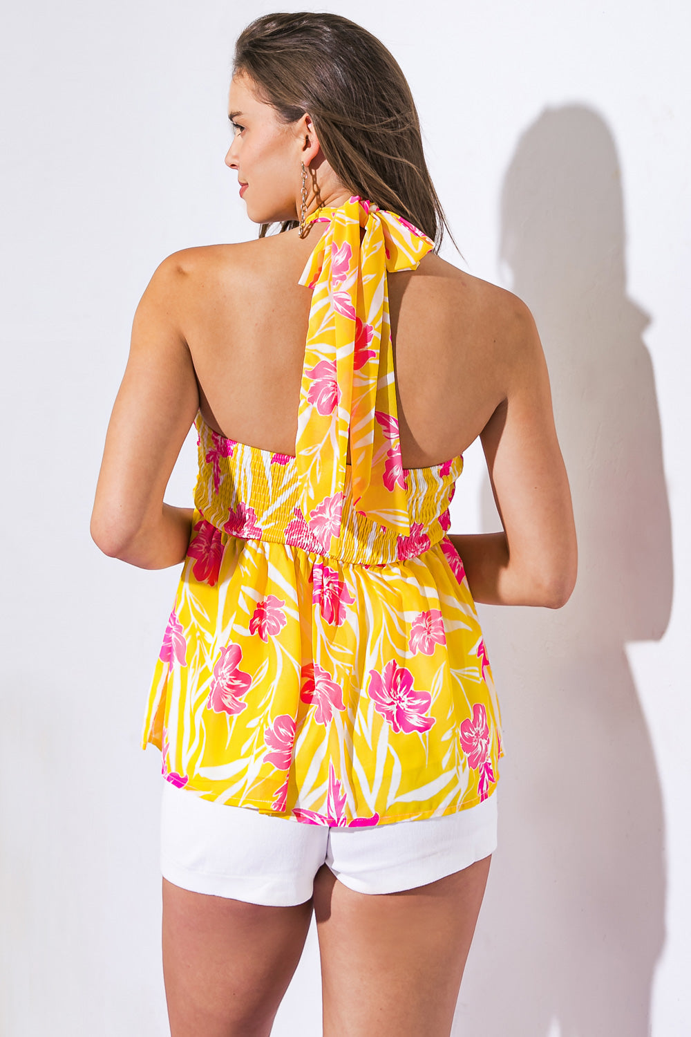 All That Class Woven Top Sweetheart Neckline Smocked Back