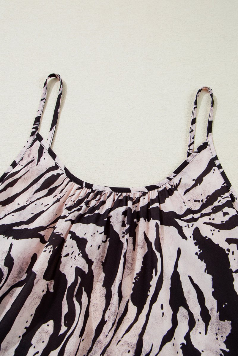 Black Abstract Print Open Back Boho Loose Maxi Sundress - Love Salve