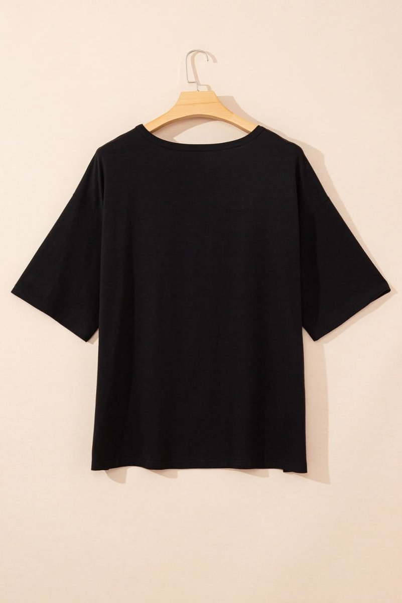 Black Checkered DESERT DREAMS Plus Size Ripped Tee - Love Salve