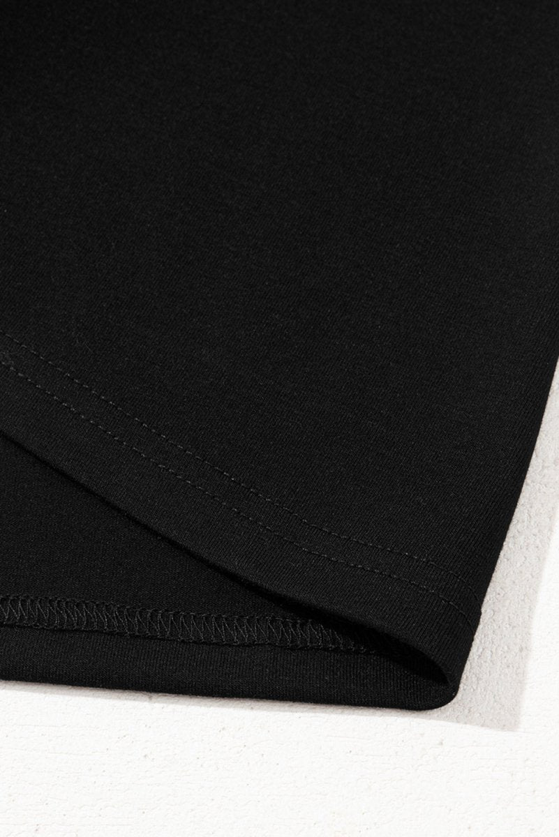 Black Crisscross V Neck Butterfly Sleeve T Shirt for Women - Love Salve