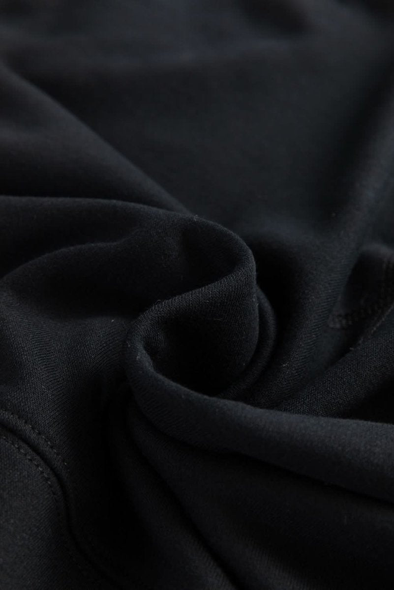 Black Drop Shoulder Crisscross Stitching Pocketed Loose Sweatshirt - Love Salve