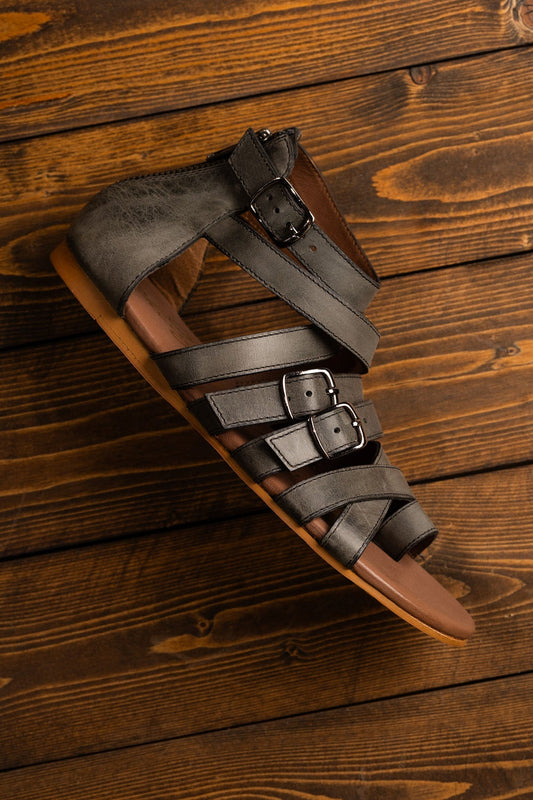 Blair Black Leather Sandals With Adjustable Straps All Day Naughty Monkey