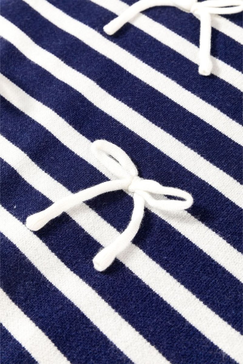 Blue Stripe Knitted Bow Decor Sweater Vest - Love Salve