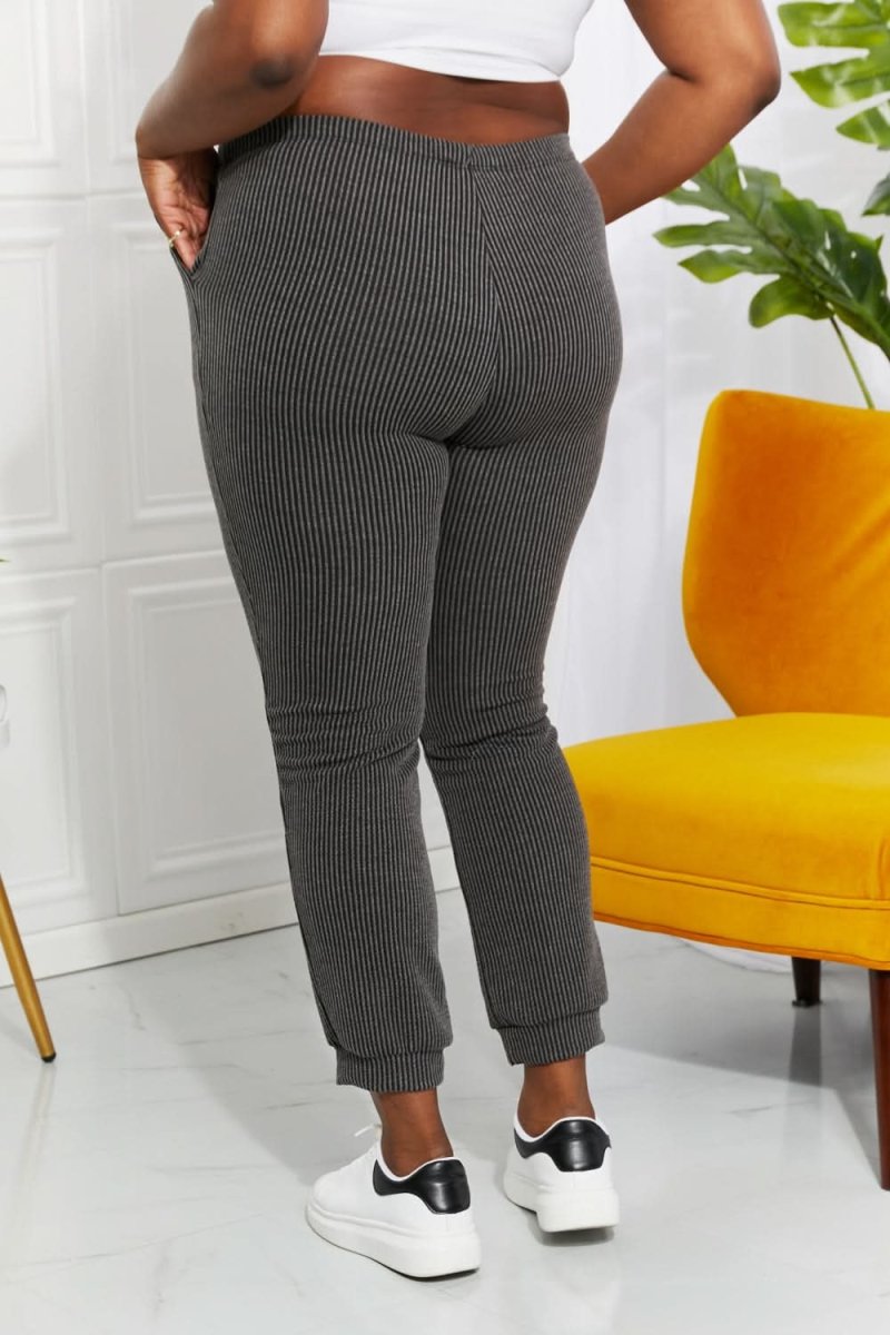Blumin Apparel Full Size Easy Living Ribbed Joggers - Love Salve