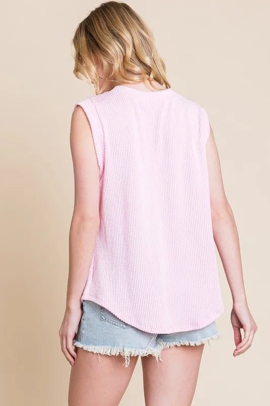 BOMBOM Rib Knit V-Neck Tank for Women - Versatile Style - Love Salve