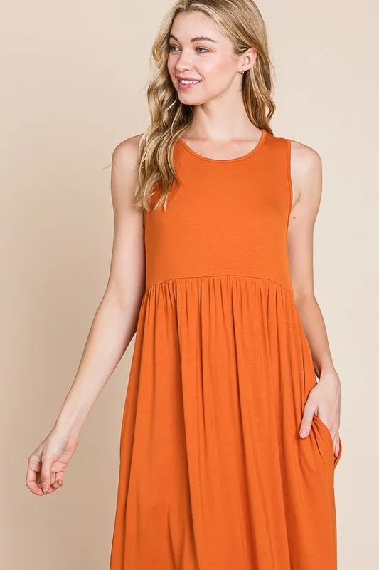 BOMBOM Sleeveless Maxi Dress with Pockets for Women - Love Salve