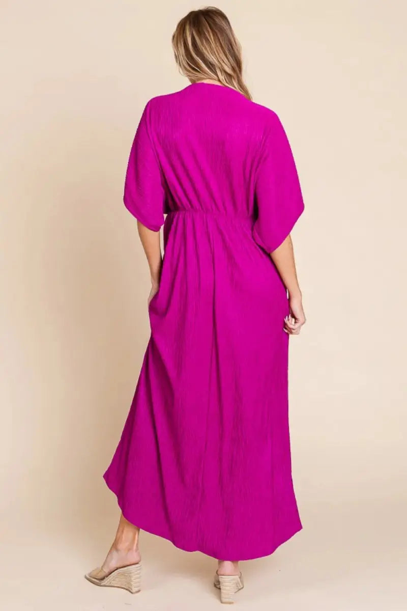 BOMBOM Surplice Maxi Dress with Pockets for Women - Love Salve